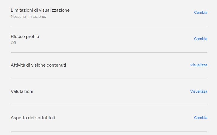 Il menù da cui si può modificare la cronologia di Netflix